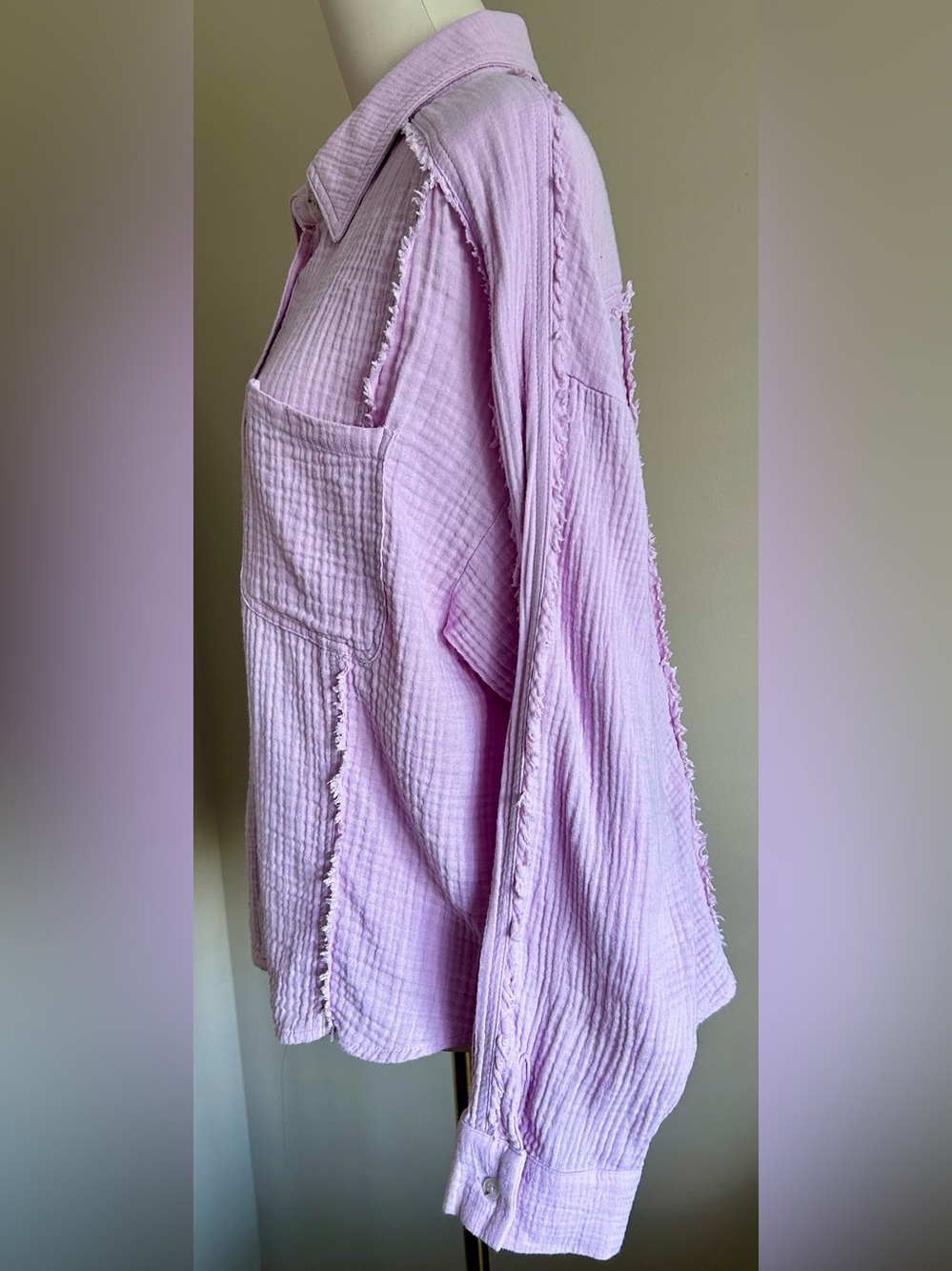 New In Cotton Gauze Lilac Button Up shirt